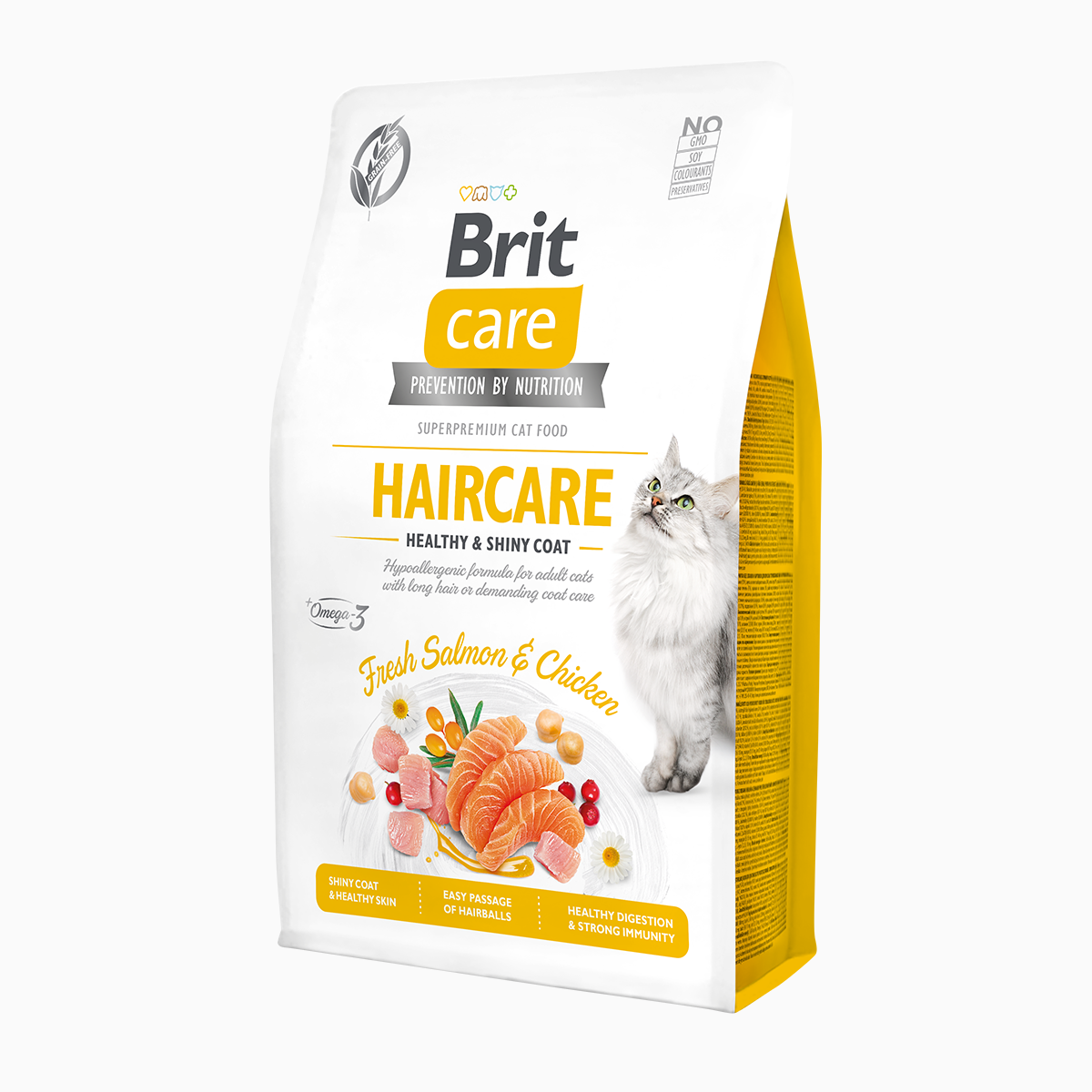 Brit Care Cat Grain-Free Haircare Healthy & Shiny Coat – Salmon & Chicken – 2 kg