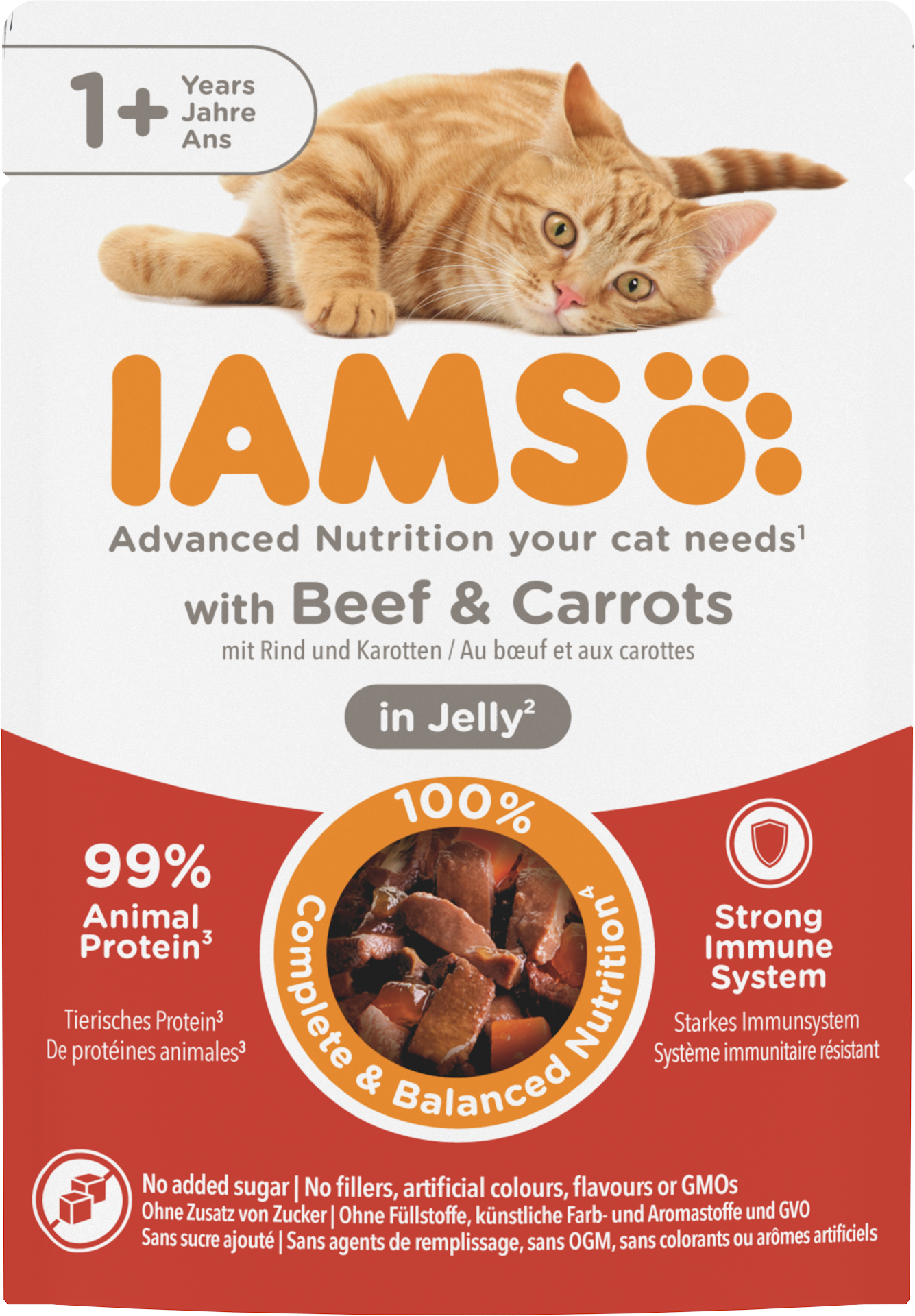 Iams Cat Adult Pouch Beef & Carrots in Jelly 85g