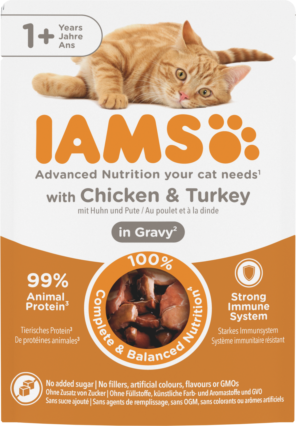 Iams Cat Adult Pouch Chicken & Turkey in Gravy 85g