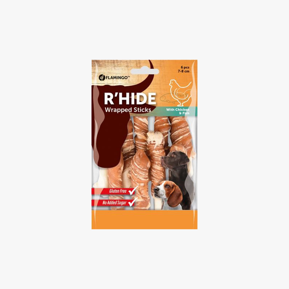 R'Hide Chicken And Cod Wrapped Sticks 7/8Cm 6Pcs 85Gr