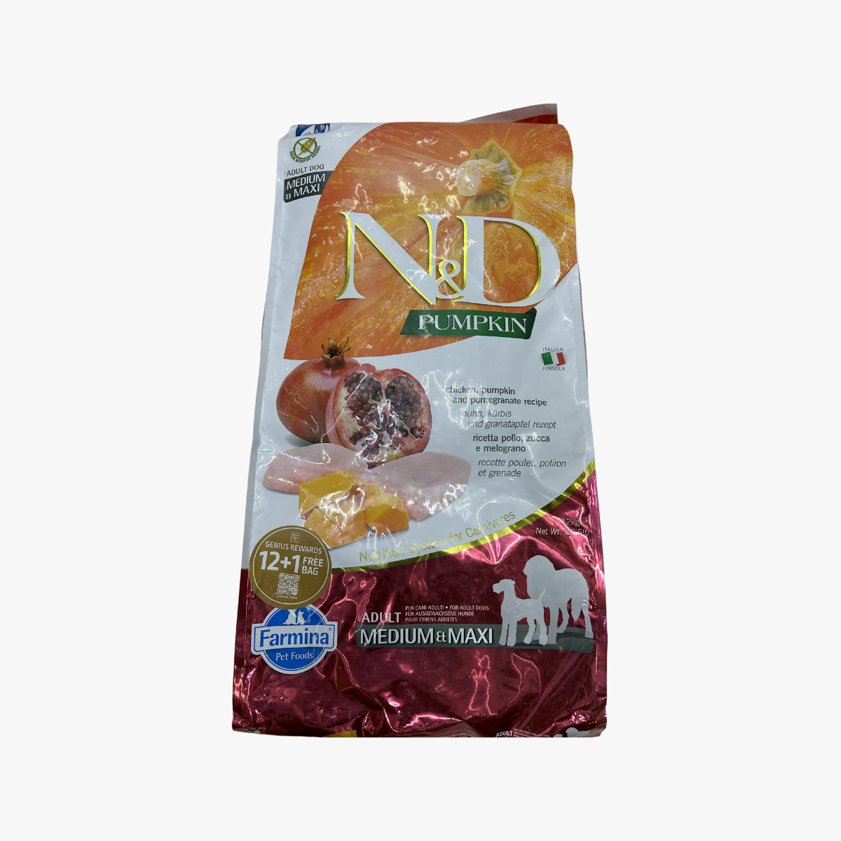 N&D Pumpkin Dog Adt Md/Maxi Chk/Pom 12Kg