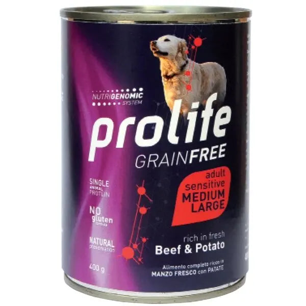 Prolife Grain Free Adult Sensitive Beef & Potato – Medium/Large 800g