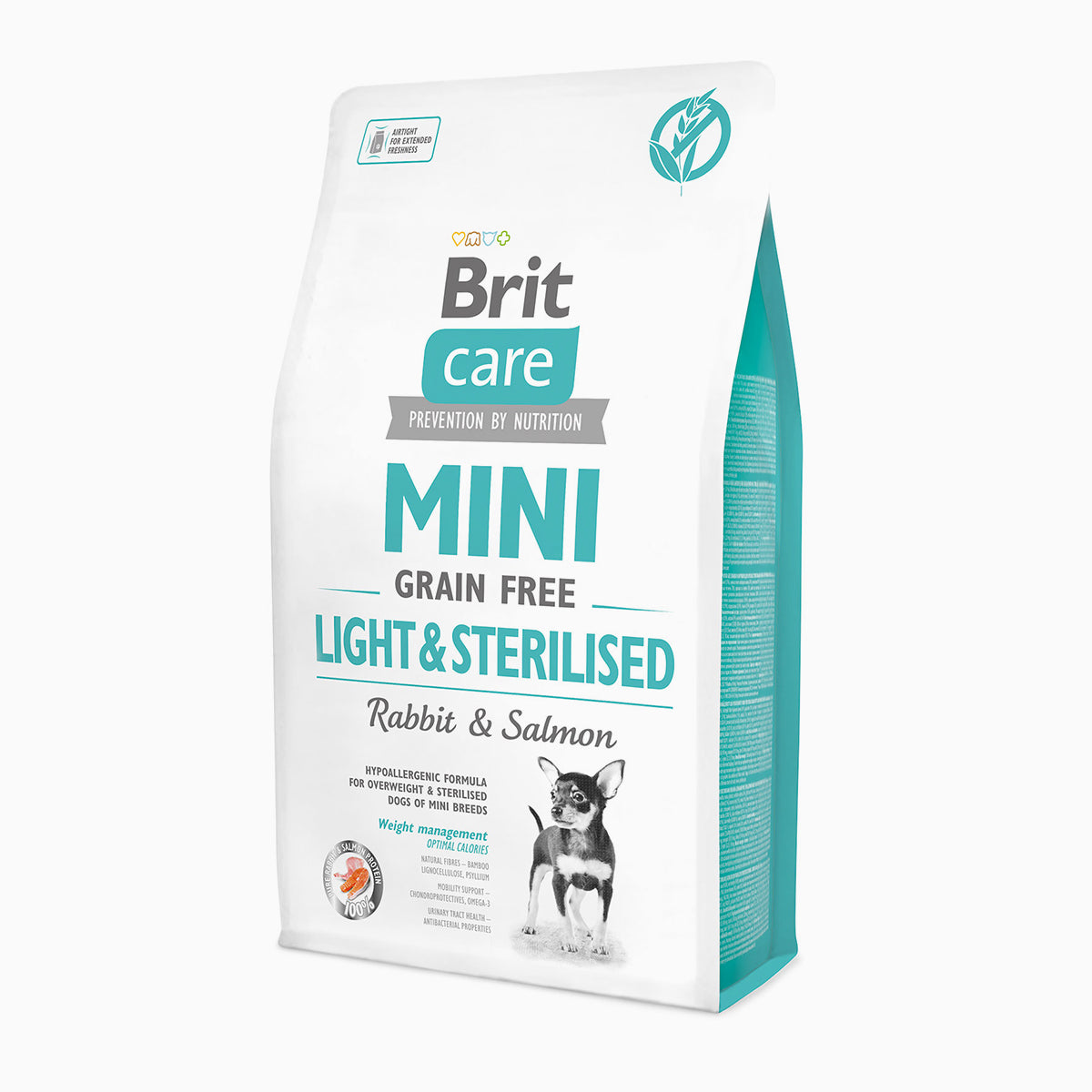 Brit Care Mini Grain Free Light & Sterilised Dog Food 2kg – Rabbit & Salmon