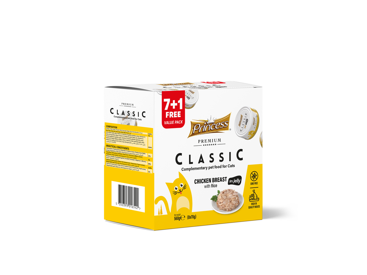 Princess Classic Chicken Breast with Rice 7+1 Value Pack – Wet Cat Food