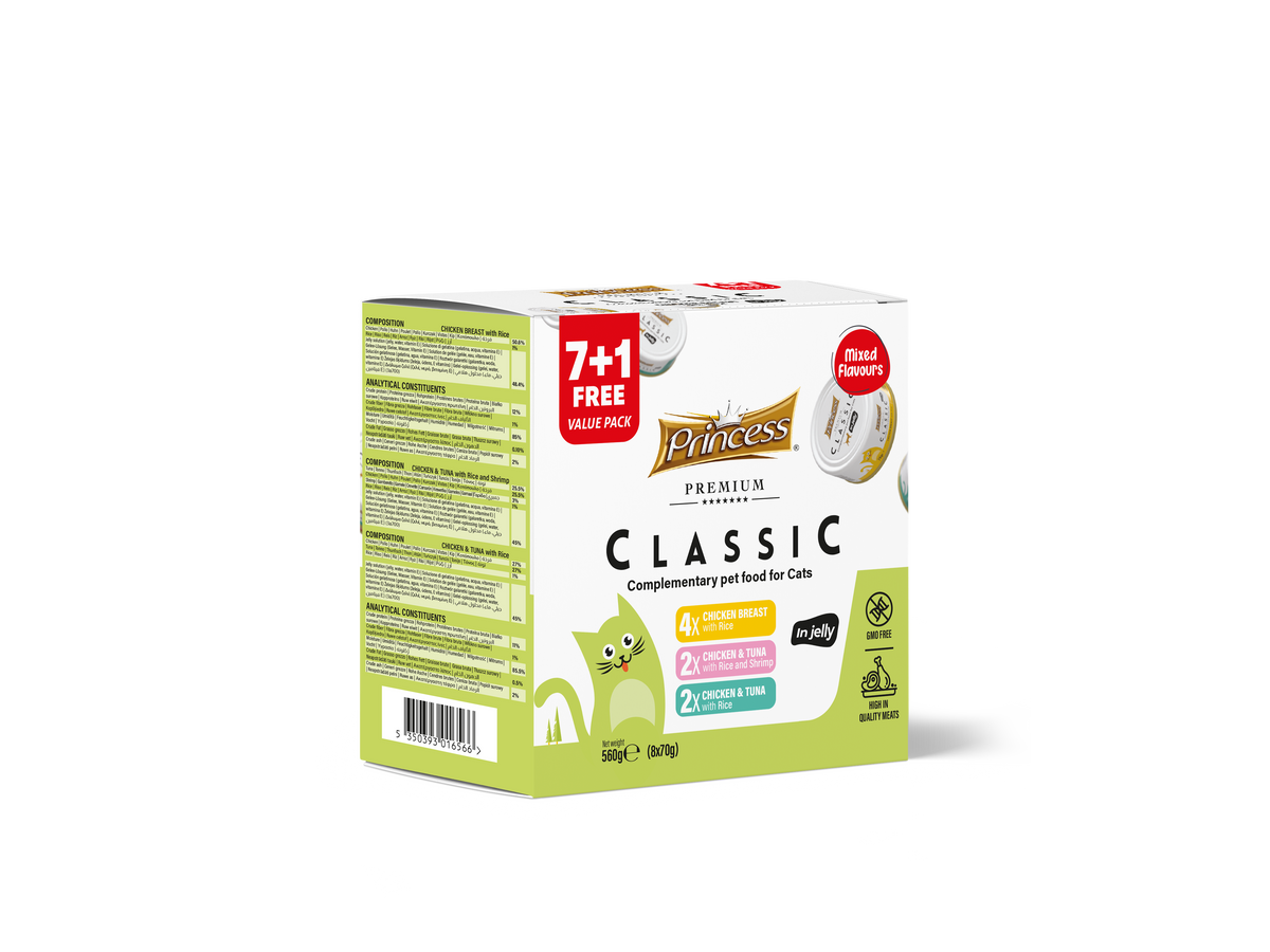 Princess Classic Mixed Combo Chicken & Tuna 7+1 Value Pack – Wet Cat Food