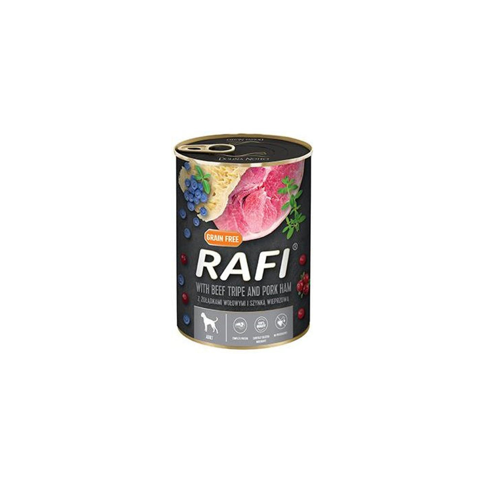 Rafi Dog Fd Pate Ham Bf Tripe B.Ber/Cran 400g