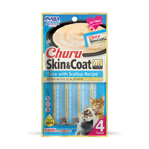 CHURU CAT SKIN & COAT TUNA W/SCALLOP X4P