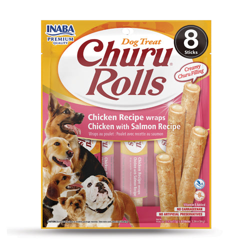 CHURU DOG ROLLS CHK WRAPS W/SALM