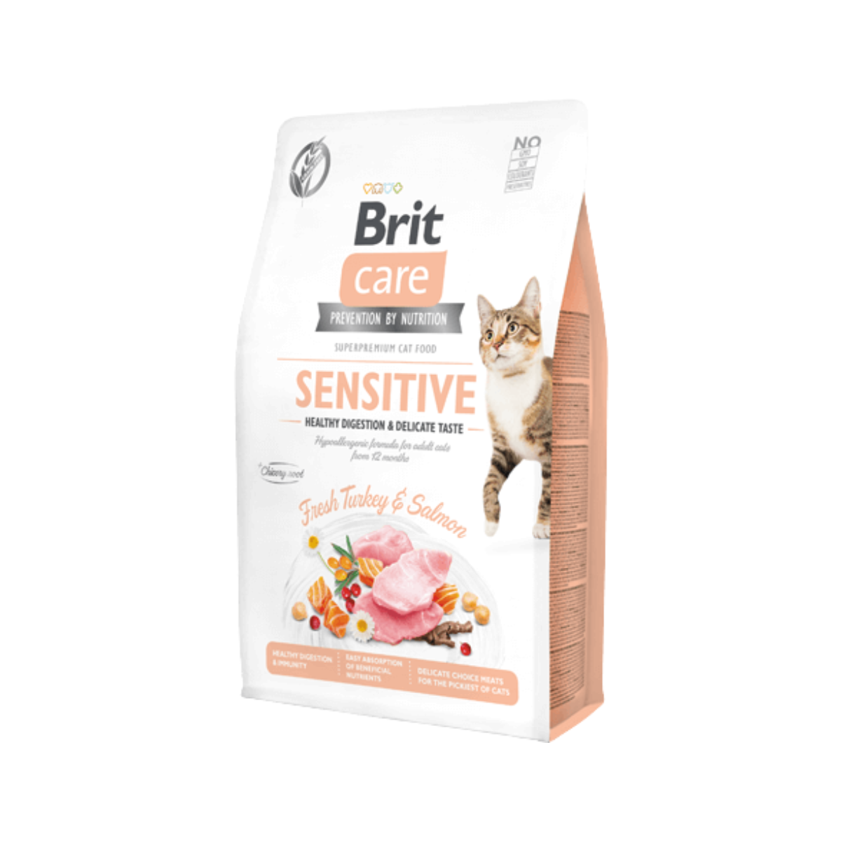 Brit Care Cat Grain-Free Sensitive Healthy Digestion & Delicate Taste – Turkey & Salmon – 400 g