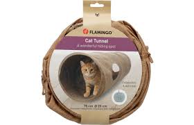 Flamingo Cat Tunnel Collapsible with Ball 75cm x 25cm