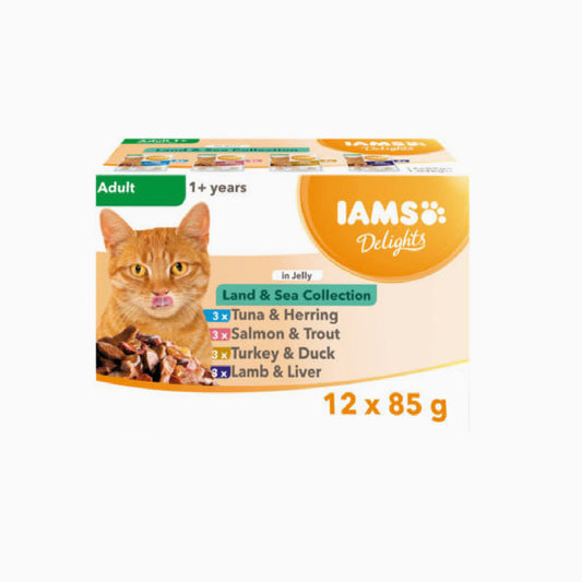 Iams Cat Adult Pouch Multipack Land & Sea in Jelly 12x85g
