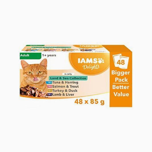 Iams Cat Adult Pouch Multipack Land & Sea in Jelly 48x85g