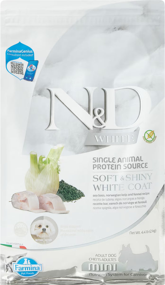 N&D WHITE ADULT MINI SOFT SHINY WHITE COAT
