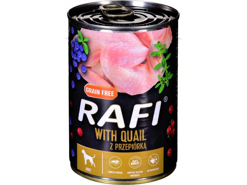RAFI DOG FD PATE QUAIL B BER/CRAN 400G
