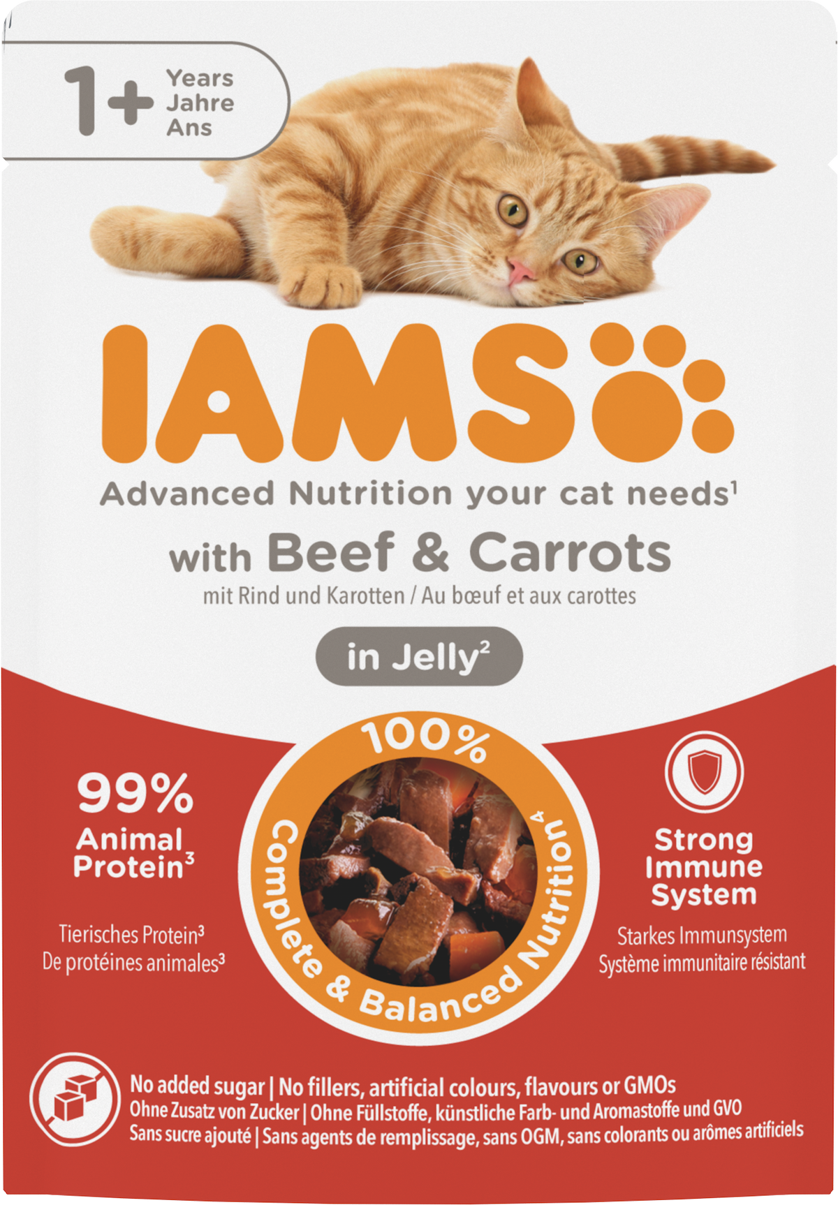 Iams Cat Adult Pouch Beef & Carrots in Jelly 85g