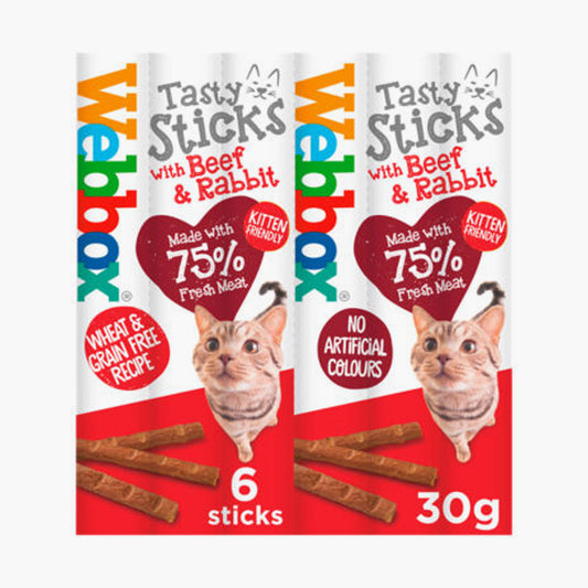 Webbox Cat Tst Sticks W/Rbt/Beef (6X5Gr)