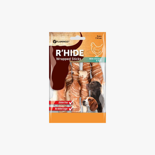 R'Hide Chicken And Cod Wrapped Sticks 7/8Cm 6Pcs 85Gr