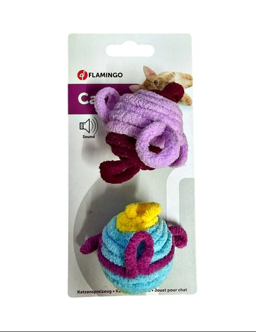 Flamingo Rattling Yarn Balls x2 pack