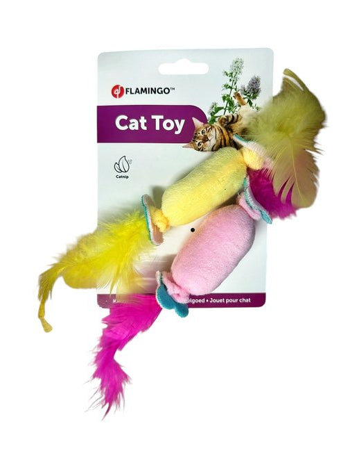 FLAMINGO CAT TOY FEATHER MIX ASSORTENT WITH CATNIP