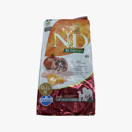 N&D Pumpkin Dog Adt Md/Maxi Chk/Pom 12Kg