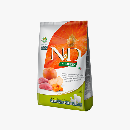 N&D P/Kin Dog Adt Md/Maxi Boar/App 12Kg