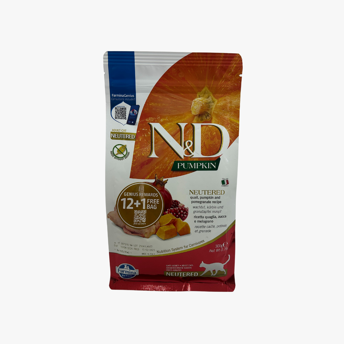 N&D Pumpkin Cat Neutered Quail/Pom 300G