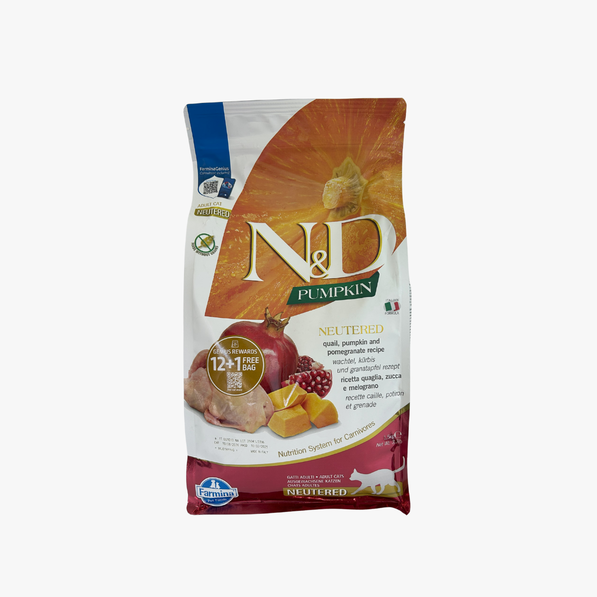 N&D Pumpkin Cat Neutered Quail/Pom 1.5Kg