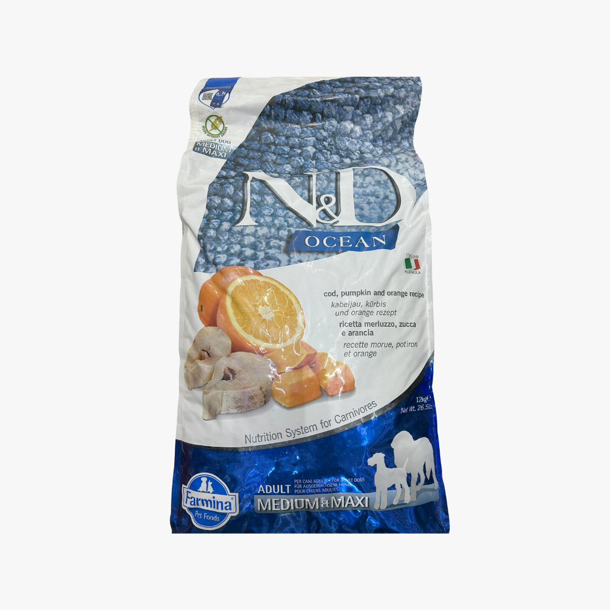 N&D Oc Dog Adt Md/Maxi Cod/Org 12Kg