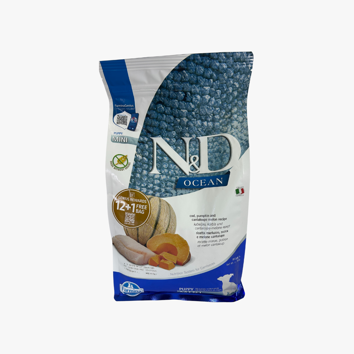 N&D Oc Pup Min Cod/P/Kin/Cant.800G