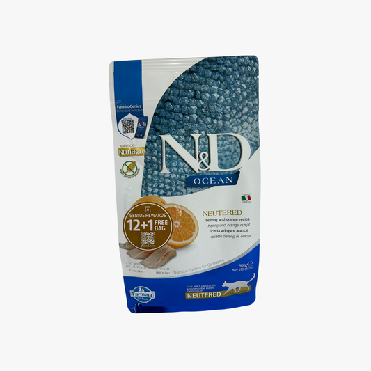 N&D Oc Cat Herring/Org Neutered 300G