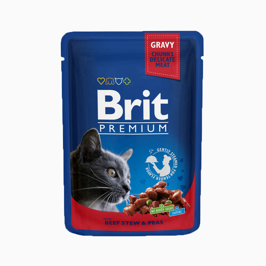 Brit Premium Cat Pouches Beef Stew & Pea 100G