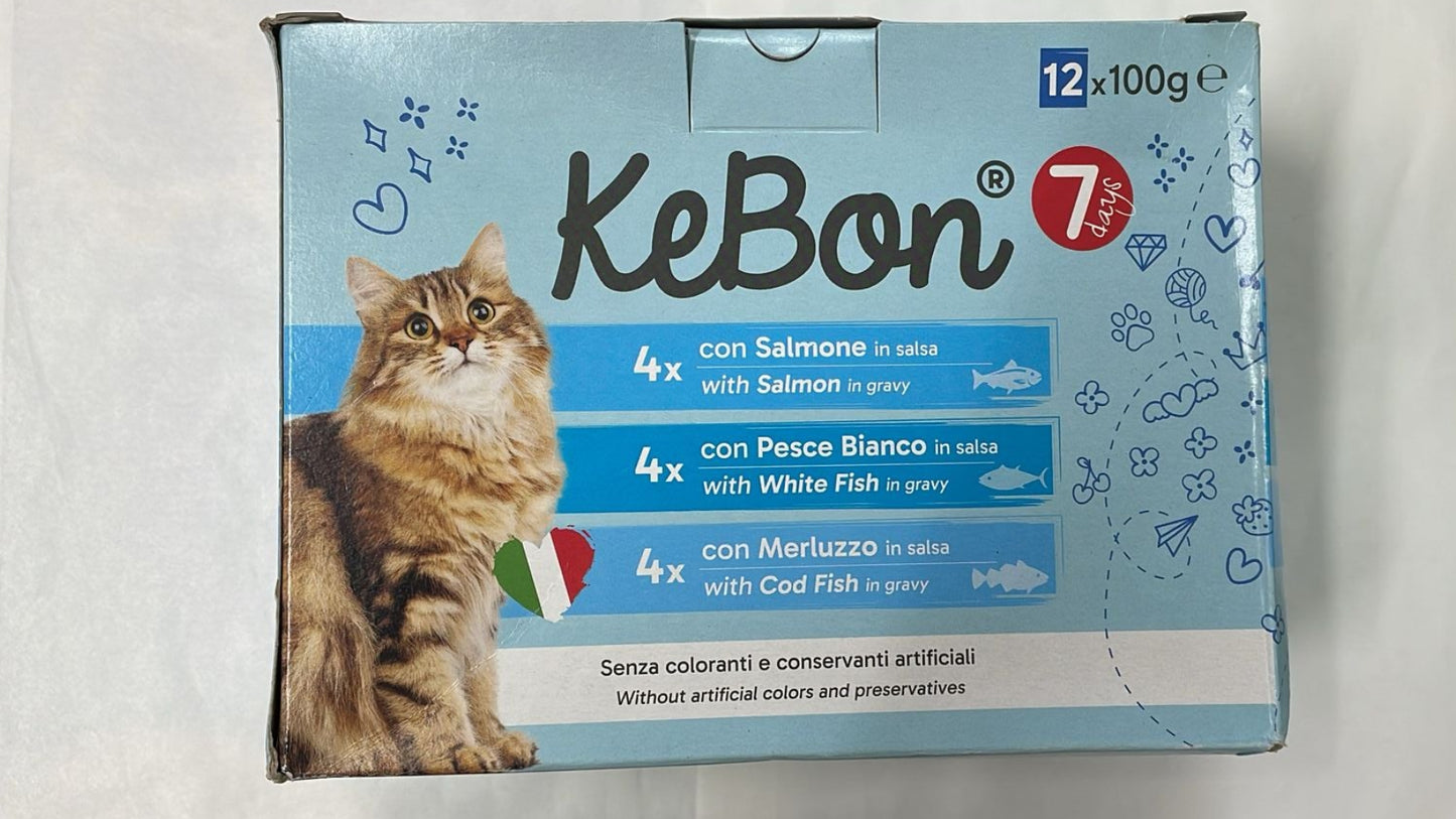 7 DAYS KEBON FISH CAT WET POUCHES IN GRAVY X12