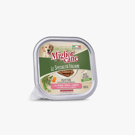 Miglior Cane Specialita Italiane Tray Pork Peas Carrots 300g