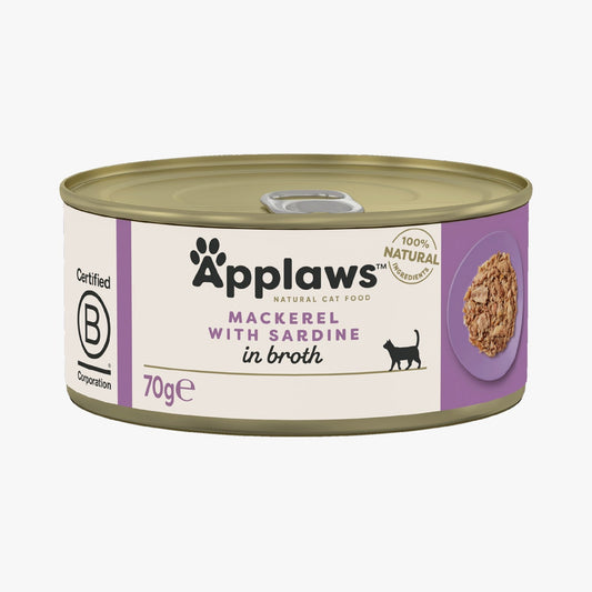 Applaws Cat Tin Mackerel with Sardine in Broth 70g