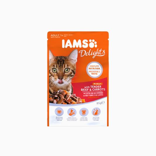 Iams Cat Adult Pouch Beef & Carrots in Jelly 85g