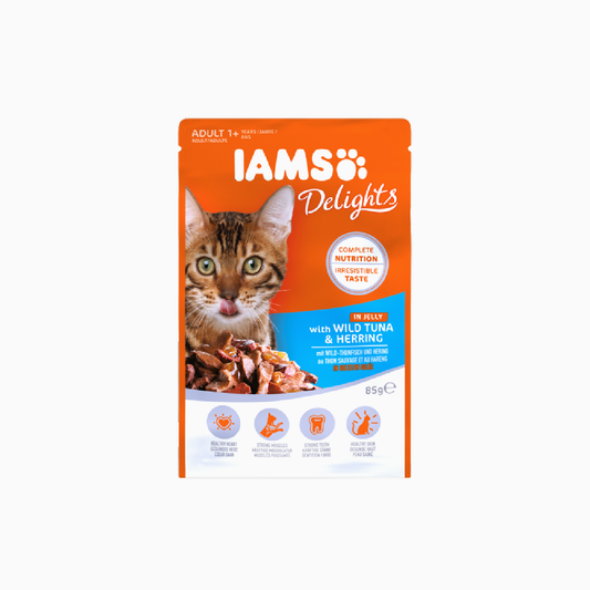 Iams Cat Adult Pouch Tuna & Herring in Jelly 85g