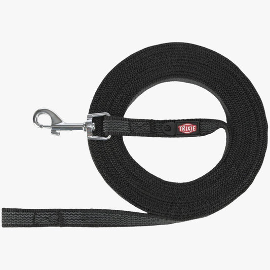 Trixie Tracking leash, rubberised, S-M: 15 m/15 mm, black
