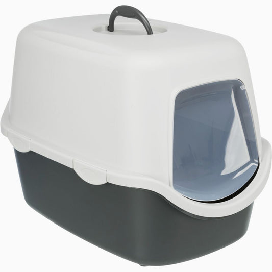 Trixie Vico cat litter tray, with hood, 40 x 40 x 56 cm, dark grey/light grey
