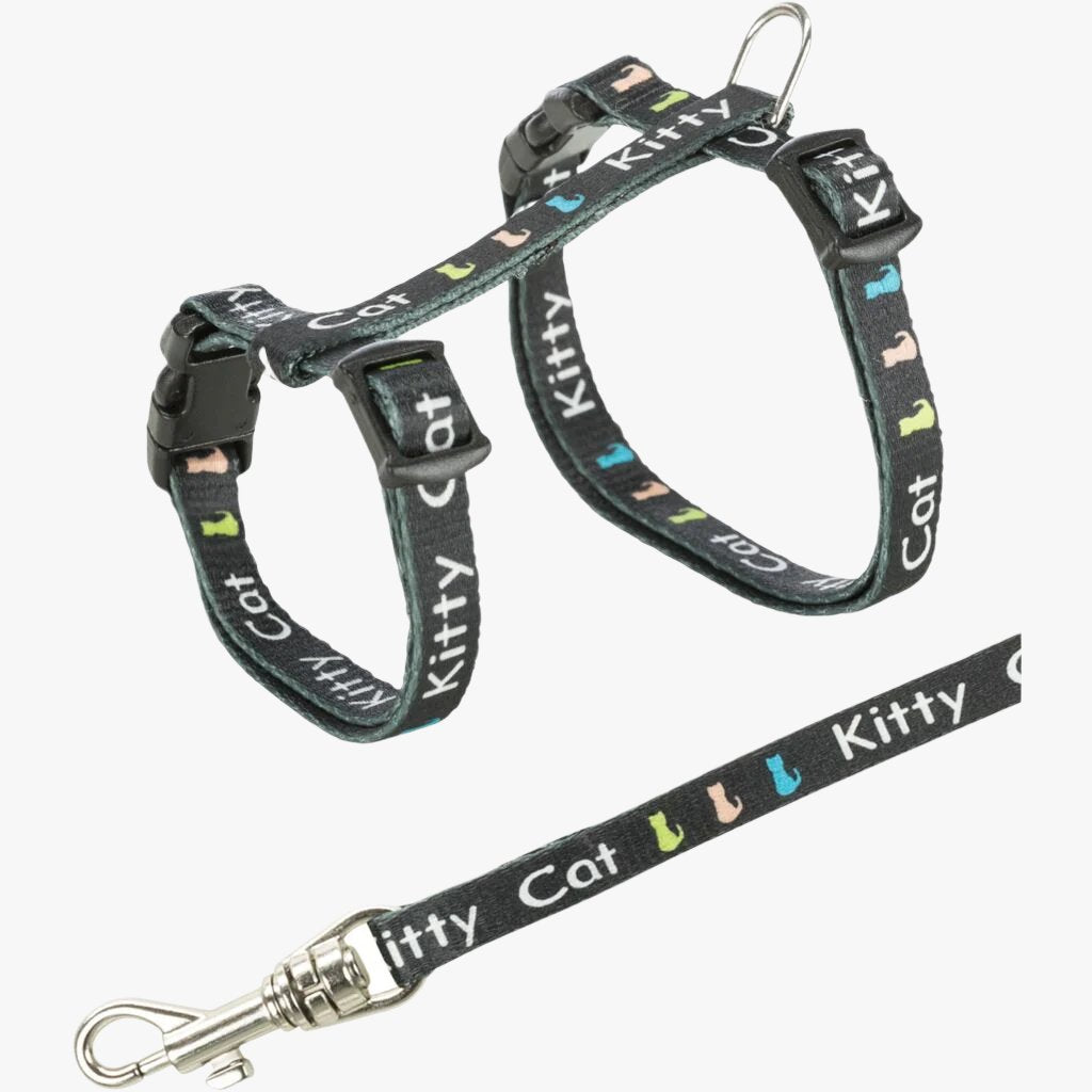 Trixie Junior kitten harness with leash, Kitty Cat motif, 21-33 cm/8 mm, 1.20 m
