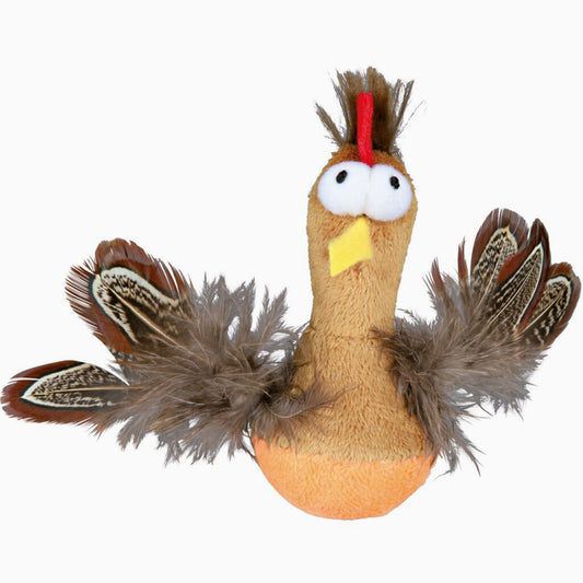 Trixie Bobo chicken with feathers and sound, plush, 10 cm