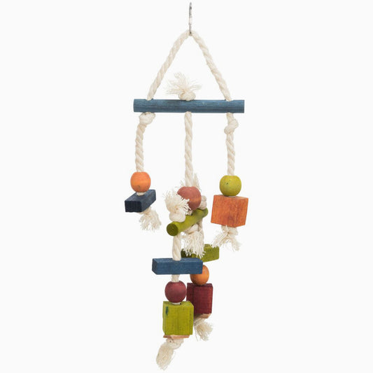 Trixie Wooden toy with leather and rope, 24 cm