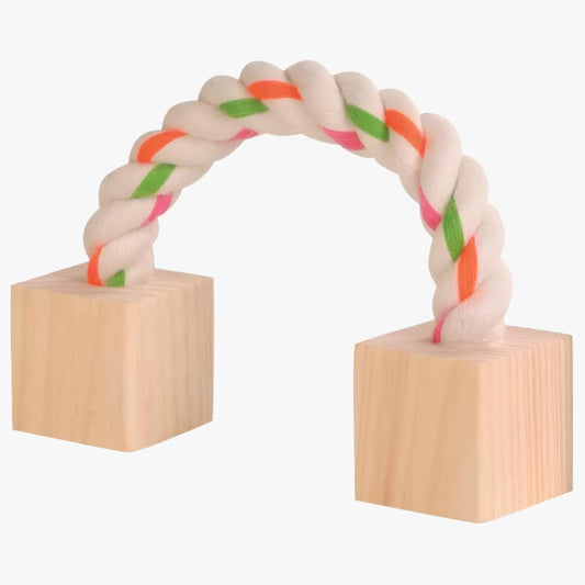 Trixie Playing rope with wood for small animals, 20 cm