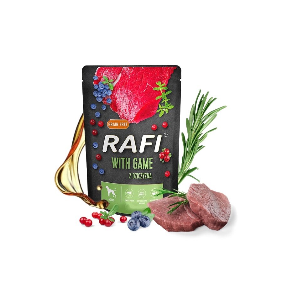 RAFI DOG FD PATE GAME B.BER/CRAN 400G