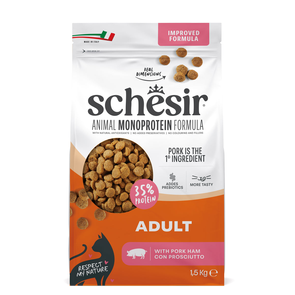 Schesir Adult Monoprotein Ham – Dry Cat Food 1.5 kg