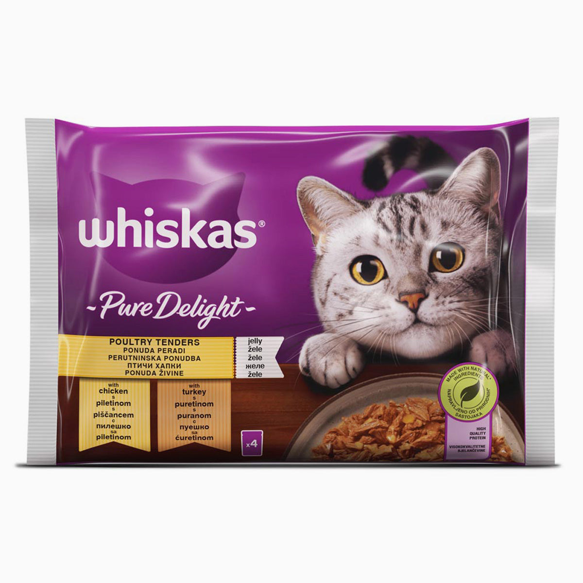 Whiskas Pure Del Poultry Ad 4X85G