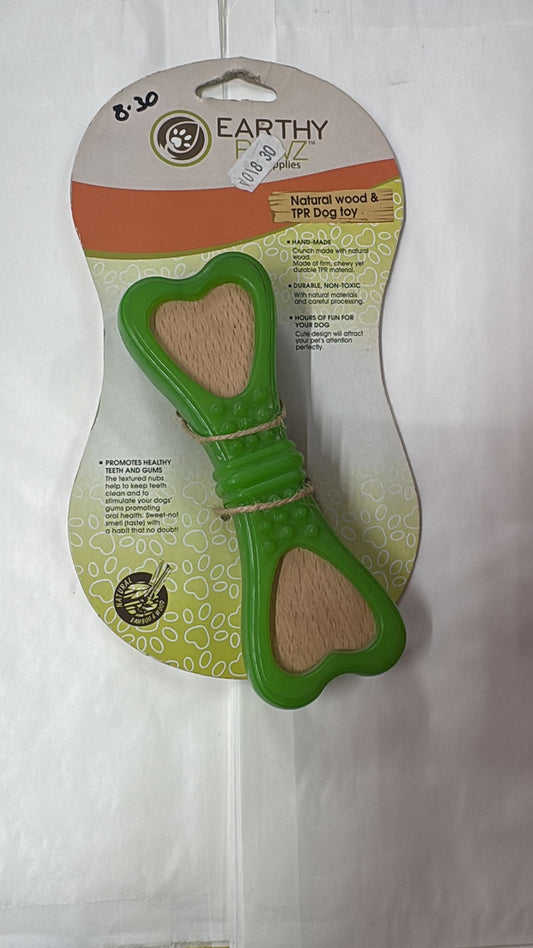 Earthy Pawz Natural Wood and TPR Dog Bone