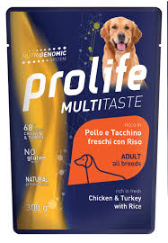 Prolife MultiTaste Adult All Breeds Dog Pouch Chicken With Turkey And Rice 300G