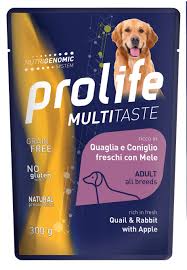 Prolife MultiTaste Adult All Breeds Dog Pouch Quail With Rabbit And Apple 300G