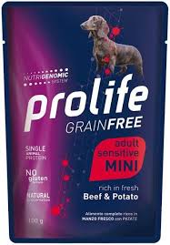 Prolife Dog Grain Free Adult Sensitive Mini Pouch Beef With Potato 100G