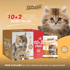 PRINCESS Lifestyle Chunks Complete Kitten Food With Chicken Value Pack 10+2